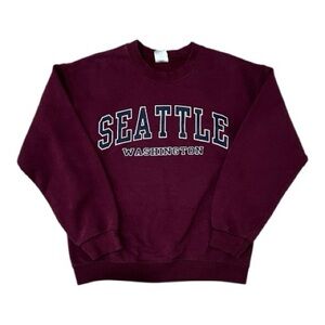 Gildan Vintage Seattle Washington Burgundy Sweatshirt